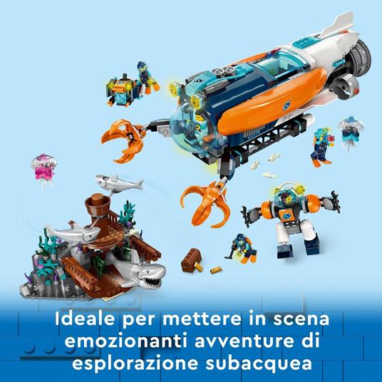 LEGO City 60379 Sottomarino per Esplorazioni Abissali Giocattolo con Drone e Relitto di Barca, Regalo per Bambini 7+ Anni - 3