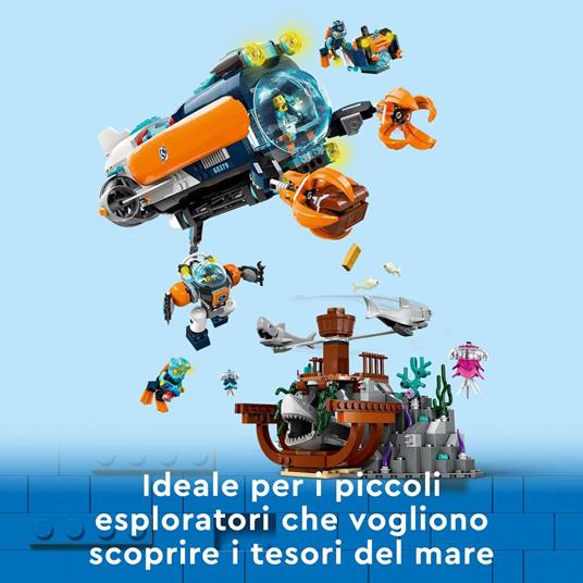 LEGO City 60379 Sottomarino per Esplorazioni Abissali Giocattolo con Drone e Relitto di Barca, Regalo per Bambini 7+ Anni - 6