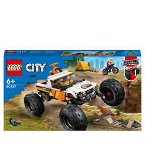 Giocattolo LEGO City 60387 Avventure sul Fuoristrada 4x4, Veicolo Giocattolo Stile Monster Truck e 2 Mountain Bike, Giochi per Bambini LEGO