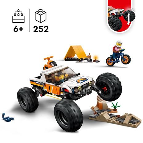 LEGO City 60387 Avventure sul Fuoristrada 4x4, Veicolo Giocattolo Stile Monster Truck e 2 Mountain Bike, Giochi per Bambini - 3