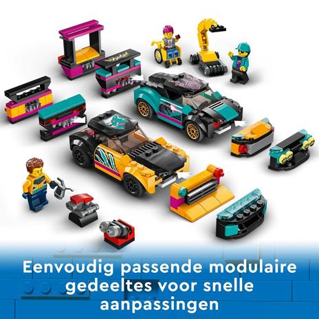 LEGO City 60389 Garage Auto Personalizzato con 2 Macchine Giocattolo Personalizzabili, Officina e 4 Minifigure, Idea Regalo - 5
