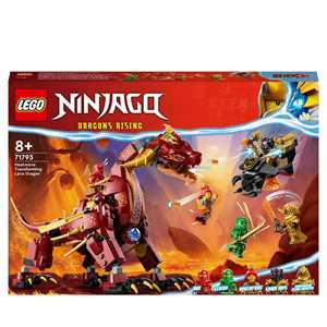 Giocattolo LEGO NINJAGO 71793 Dragone di Lava Transformer Heatwave, Serie Dragons Rising con Drago Giocattolo e Minifigure, Giochi Ninja LEGO
