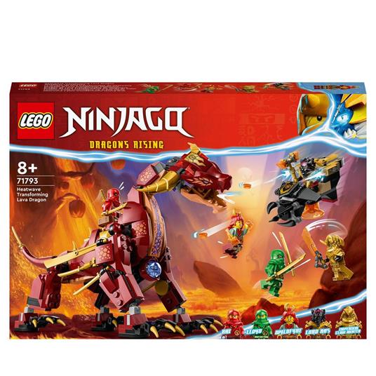 LEGO NINJAGO 71793 Dragone di Lava Transformer Heatwave, Serie Dragons  Rising con Drago Giocattolo e Minifigure, Giochi Ninja - LEGO - Ninjago -  Generici - Giocattoli