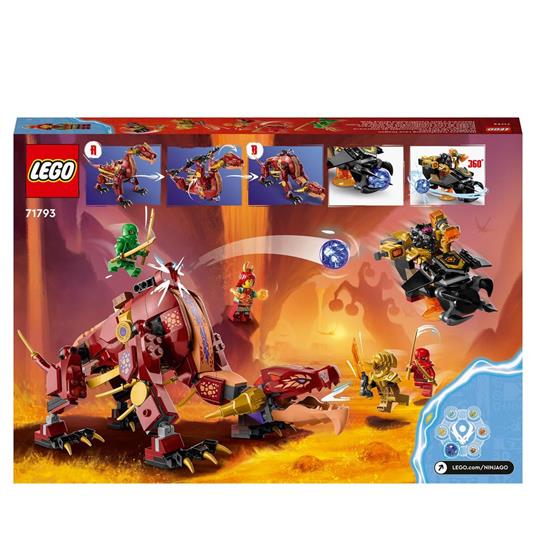 LEGO NINJAGO 71793 Dragone di Lava Transformer Heatwave, Serie Dragons Rising con Drago Giocattolo e Minifigure, Giochi Ninja - 9