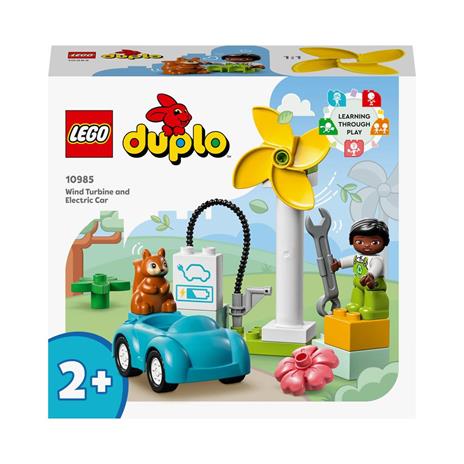 LEGO DUPLO Town 10985 Turbina Eolica e Auto Elettrica Macchina Giocattolo Giochi Educativi per Bambini Set Vita Sostenibile