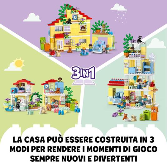 LEGO DUPLO 10994 Casetta 3 in 1, Casa delle Bambole, Auto Push-and-Go, 7 Figure e Mattoncino Luminoso per Bambini da 3+ Anni - 4