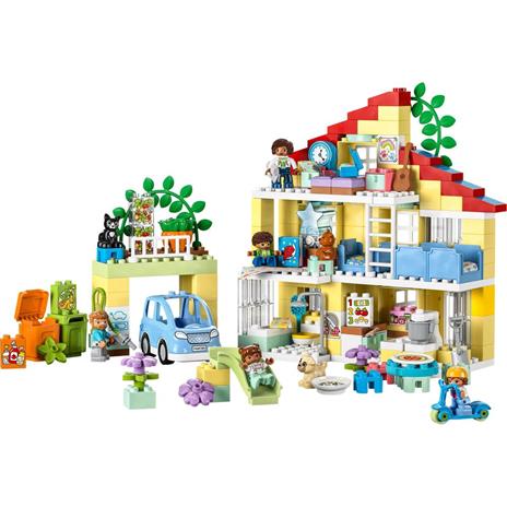 LEGO DUPLO 10994 Casetta 3 in 1, Casa delle Bambole, Auto Push-and-Go, 7 Figure e Mattoncino Luminoso per Bambini da 3+ Anni - 7