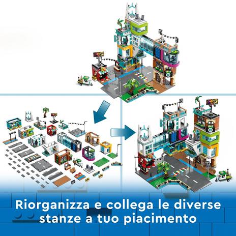 LEGO City 60380 Downtown, Modular Building Set con Negozio, Barbiere, Studio Blogging, Hotel, Discoteca e 14 Minifigure - 3