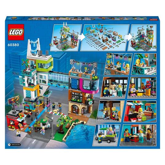 LEGO City 60380 Downtown, Modular Building Set con Negozio, Barbiere, Studio Blogging, Hotel, Discoteca e 14 Minifigure - 9