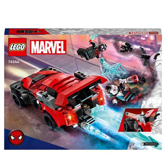 LEGO Marvel 76244 Miles Morales vs. Morbius, Spider-Man Giocattolo per Bambini con Macchina da Corsa e Minifigure di Spidey - 8