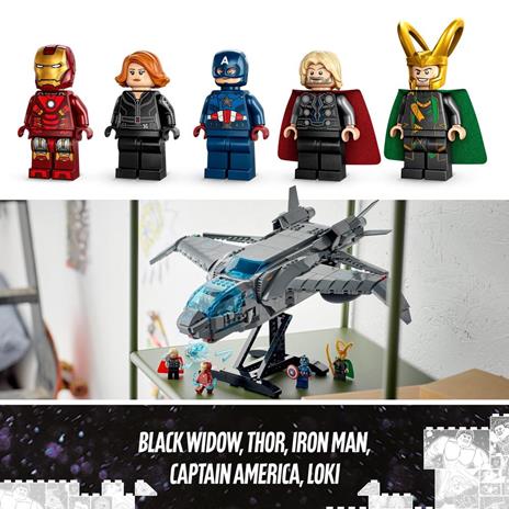 LEGO Marvel 76248 Il Quinjet degli Avengers, Astronave Giocattolo con le Minifigure di Thor e Iron Man, Saga dell'Infinito - 10