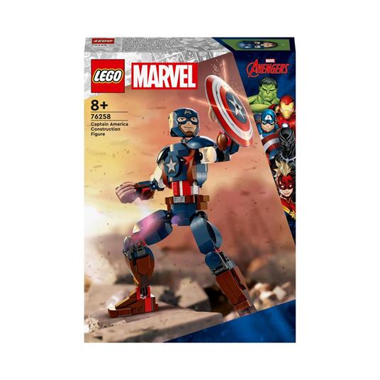 LEGO Marvel 76258 Personaggio di Captain America, Gioco da Costruire per Bambini con Scudo, Collezione Supereroi Avengers