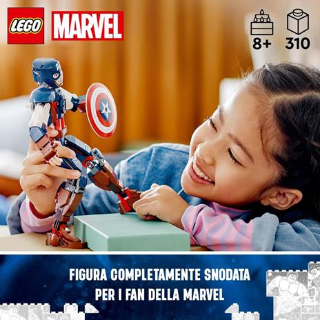 LEGO Marvel 76258 Personaggio di Captain America, Gioco da Costruire per Bambini con Scudo, Collezione Supereroi Avengers - 2
