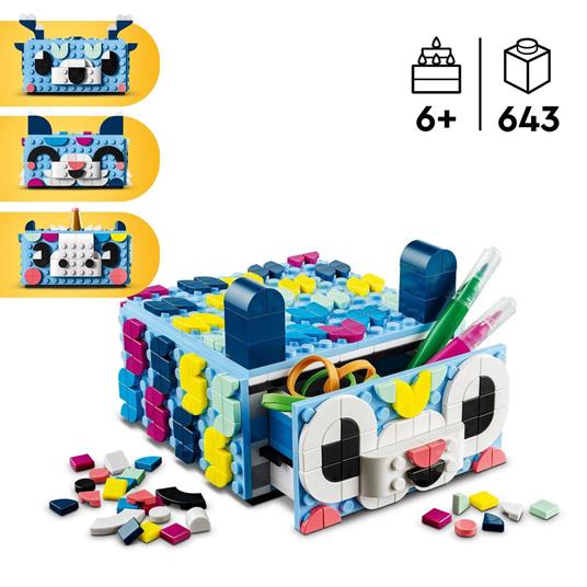 LEGO DOTS 41805 Cassetto degli Animali Creativi, Set Mosaico Portagioie e Tessere Colorate, Giochi per Bambini, Kit Fai da Te - 3