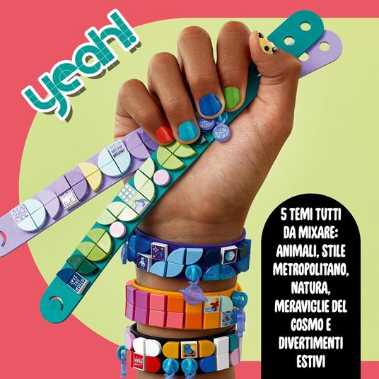 LEGO DOTS 41807 Megapack Designer di Braccialetti 5in1, Creare Gioielli con Colori Cosmici ed Estivi, Bracciale dell'Amicizia - 6