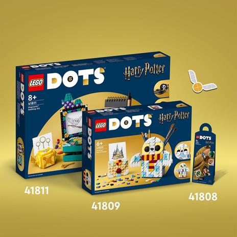 LEGO DOTS 41808 Pack Accessori Hogwarts, Kit Fai da Te Tema Harry Potter per Creare Braccialetti Toppa da Cucire e 2 Bag Tag - 6