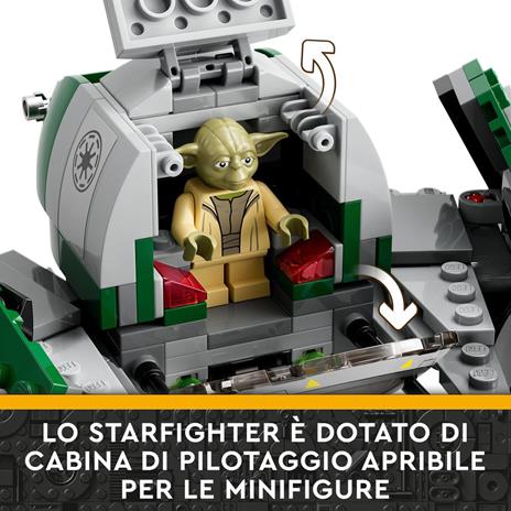 LEGO Star Wars 75360 Jedi Starfighter di Yoda, Veicolo Giocattolo da The Clone Wars, Minifigure di Yoda, Spada Laser e R2-D2 - 5