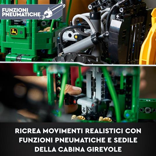 LEGO Technic 42157 Trattore John Deere 948L-II, Modellino da Costruire di Veicolo Giocattolo con Funzioni Pneumatiche e 4WD - 4