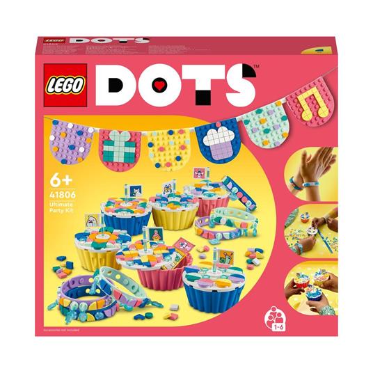 LEGO DOTS 41806 Grande Kit per le Feste, Giochi Festa Compleanno Bambini  Fai da Te con Cupcake, Braccialetti e Festoni