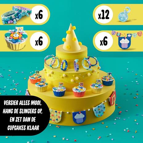 LEGO DOTS 41806 Grande Kit per le Feste, Giochi Festa Compleanno Bambini Fai da Te con Cupcake, Braccialetti e Festoni - 5
