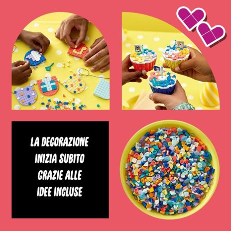 LEGO DOTS 41806 Grande Kit per le Feste, Giochi Festa Compleanno Bambini Fai da Te con Cupcake, Braccialetti e Festoni - 7