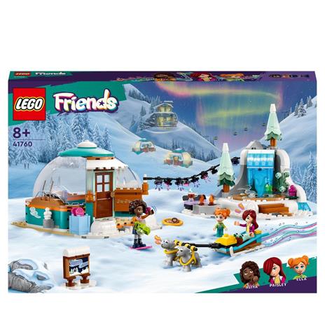 LEGO Friends 41760 Vacanza in Igloo con Tenda da Campeggio, 2 Cani da Slitta e Mini Bamboline, Giochi per Bambine e Bambini