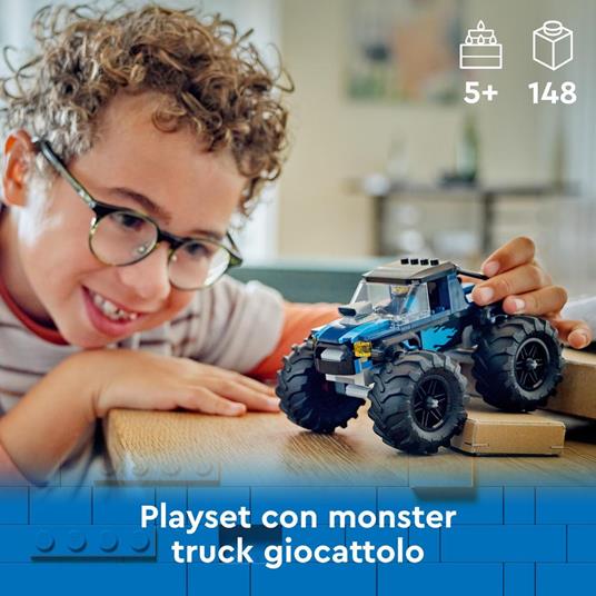 LEGO City 60402 Monster Truck Blu, Veicolo Giocattolo Fuoristrada, Giochi per Bambini di 5+ Anni con Minifigure del Pilota - 2