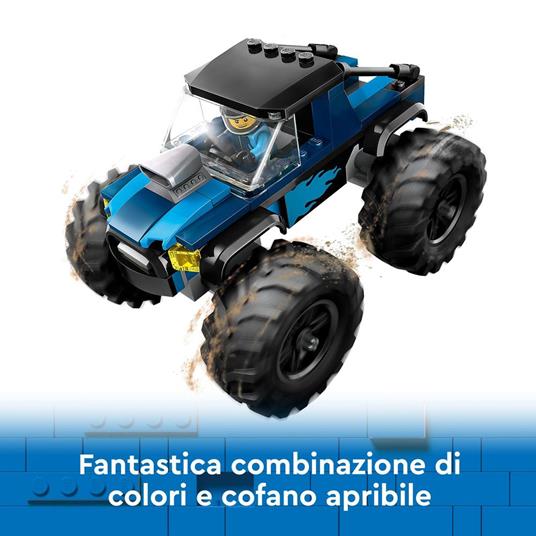 LEGO City 60402 Monster Truck Blu, Veicolo Giocattolo Fuoristrada, Giochi per Bambini di 5+ Anni con Minifigure del Pilota - 4