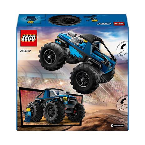 LEGO City 60402 Monster Truck Blu, Veicolo Giocattolo Fuoristrada, Giochi per Bambini di 5+ Anni con Minifigure del Pilota - 8