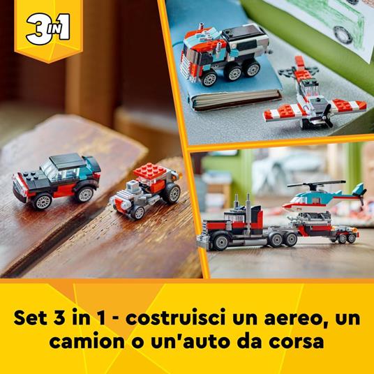 LEGO Creator 31146 3in1 Autocarro con Elicottero, Giochi per Bambini 7+ Anni Ricostruibile in Aereo e Cisterna o Auto e SUV - 6