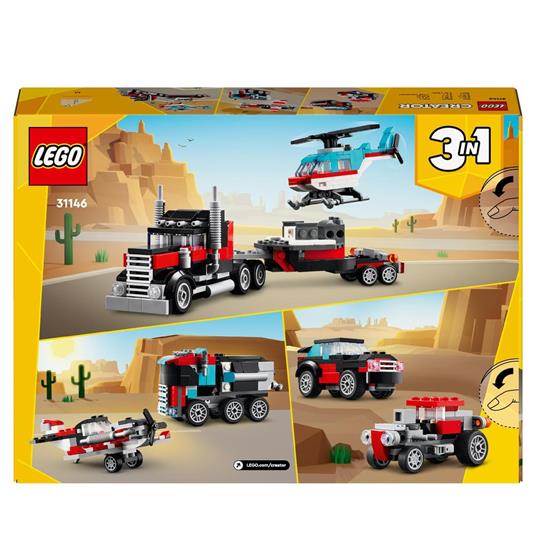 LEGO Creator 31146 3in1 Autocarro con Elicottero, Giochi per Bambini 7+ Anni  Ricostruibile in Aereo e Cisterna o Auto e SUV - LEGO - Creator - Mezzi  pesanti - Giocattoli
