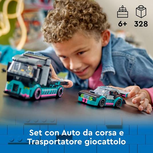 LEGO City 60406 Auto da Corsa e Trasportatore, Macchina e Camion Giocattolo per Bambini di 6+, Veicolo con Rampa Funzionante - 2