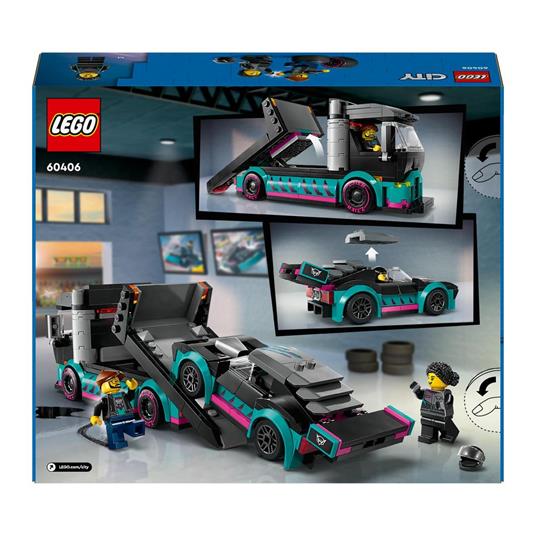 LEGO City 60406 Auto da Corsa e Trasportatore, Macchina e Camion Giocattolo per Bambini di 6+, Veicolo con Rampa Funzionante - 8