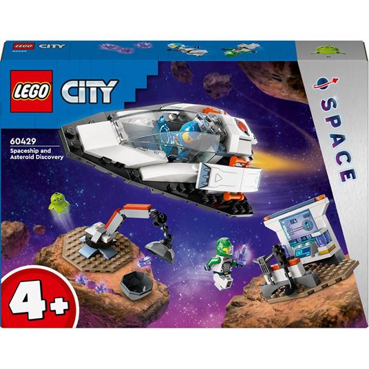 LEGO City 60429 Navetta Spaziale e Scoperta di Asteroidi, Gioco per Bambini 4+ con Astronave Giocattolo, Gru e 2 Minifigure - LEGO - LEGO City - Astronavi - Giocattoli | IBS