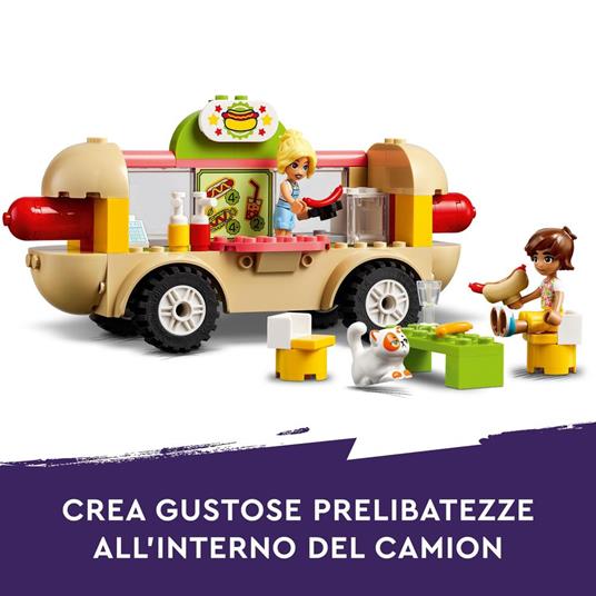 LEGO Friends 42633 Food Truck Hot-Dog, Giochi per Bambini 4+, Piccolo Camion Giocattolo con Cucina, 2 Mini Bamboline e Gatto - 3