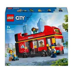 Giocattolo LEGO City 60407 Autobus Turistico Rosso a Due Piani, Giochi per Bambini 7+ con Veicolo Giocattolo e 5 Minifigure, Idea Regalo LEGO