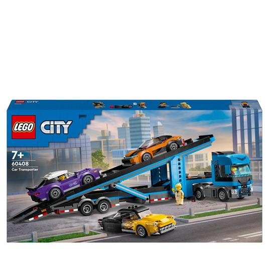 LEGO City 60408 Camion Trasportatore con Auto Sportive, Giochi per