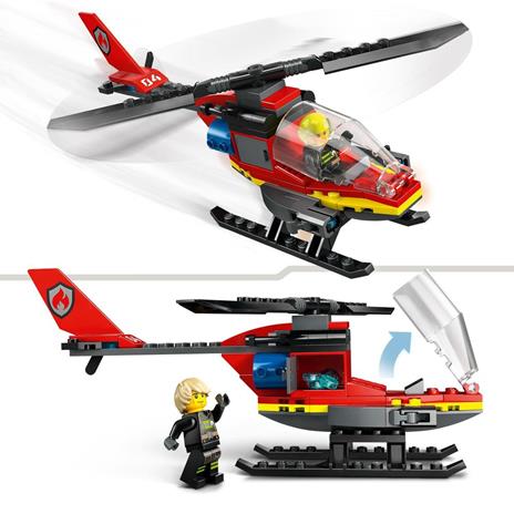 LEGO City 60411 Elicottero dei Pompieri, Veicolo Giocattolo con 2 Elementi Lancia-Acqua e Minifigure, Giochi per Bambini 5+ - 4