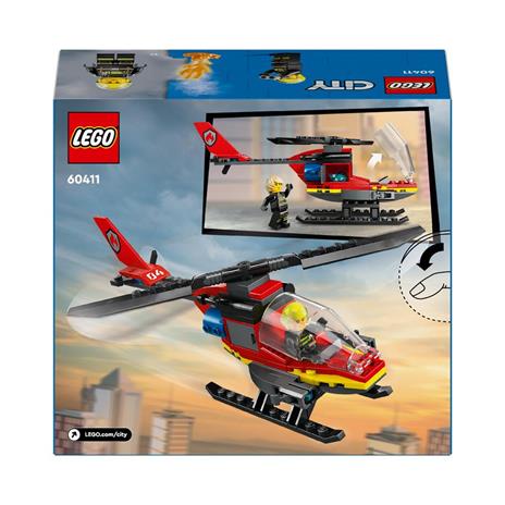 LEGO City 60411 Elicottero dei Pompieri, Veicolo Giocattolo con 2 Elementi Lancia-Acqua e Minifigure, Giochi per Bambini 5+ - 8