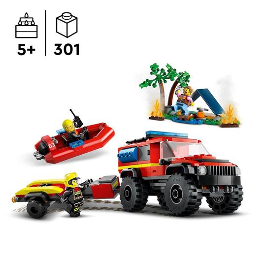 LEGO City 60412 Fuoristrada Antincendio e Gommone di Salvataggio, Camion dei Pompieri Giocattolo, Giochi per Bambini 5+ Anni - 3