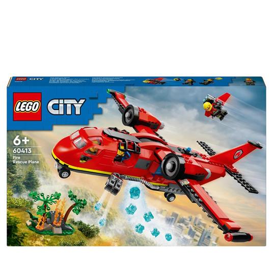 LEGO City 60413 Aereo Antincendio, Giocattolo dei Vigili del Fuoco per Bambini di 6+ Anni con 3 Minifigure dei Pompieri