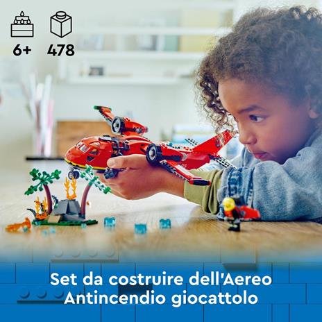 LEGO City 60413 Aereo Antincendio, Giocattolo dei Vigili del Fuoco per Bambini di 6+ Anni con 3 Minifigure dei Pompieri - 2