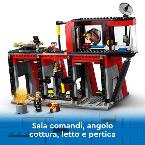 LEGO City 60414 Caserma dei Pompieri e Autopompa con Camion Giocattolo, 6 Minifigure, Cane e Accessori, Gioco per Bambini 6+ - 5