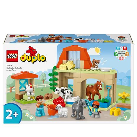 LEGO DUPLO 10416 Cura degli Animali di Fattoria Giocattolo, Gioco di Ruolo Educativo per Bambini 2+ con Figure Giocattolo