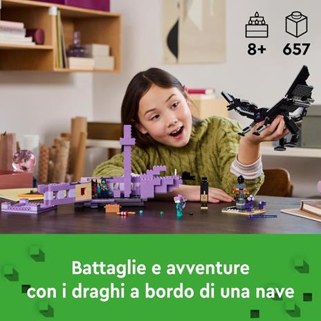 LEGO Minecraft 21264 L’Enderdrago e la Nave dell’End, Giocattolo del Bioma con Drago e Personaggi, Giochi per Bambini 8+ - 2