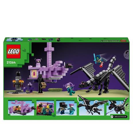 LEGO Minecraft 21264 L’Enderdrago e la Nave dell’End, Giocattolo del Bioma con Drago e Personaggi, Giochi per Bambini 8+ - 9