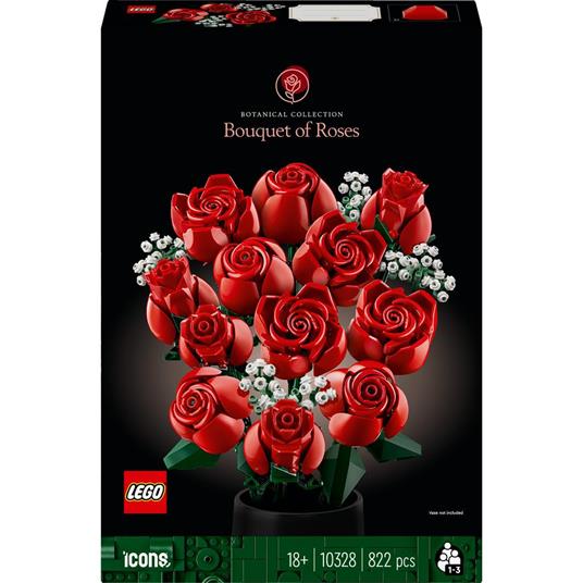 LEGO Icons 10328 Bouquet di Rose Set Fiori Finti per Adulti Decorazione Casa Idea Regalo per Lei o Lui Collezione Botanica