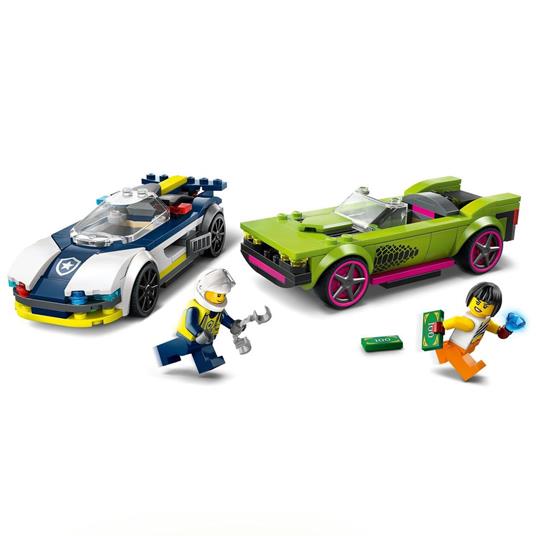 LEGO City 60415 Inseguimento della Macchina da Corsa, 2 Modellini di Auto della Polizia, Giocattolo per Bambini di 6+ Anni - 4