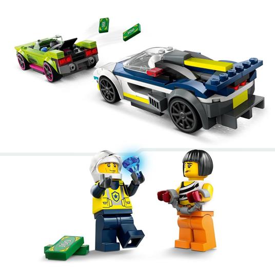LEGO City 60415 Inseguimento della Macchina da Corsa, 2 Modellini di Auto della Polizia, Giocattolo per Bambini di 6+ Anni - 5