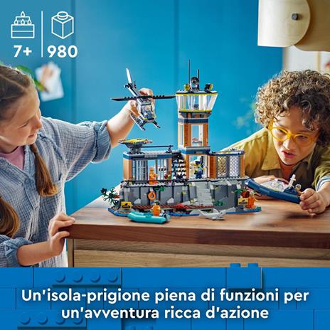 LEGO City 60419 Prigione sull’Isola della Polizia, Giocattolo ricco di Funzioni con Elicottero, Barca, Gommone e 7 Minifigure - 2